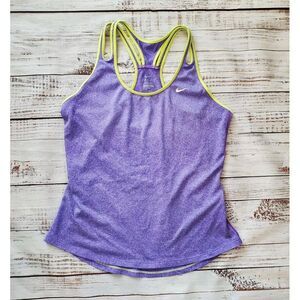 Nike Dri-Fit Running Racerback Tank Top Purple Lime Green Reflective 456129-502